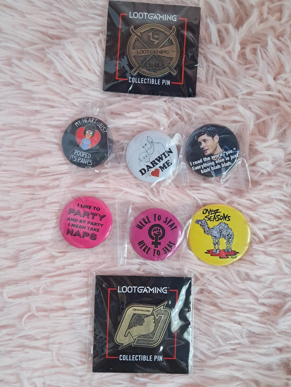 Hot Topic & Loot Gaming 8 Piece Assorted Button Pin Lot